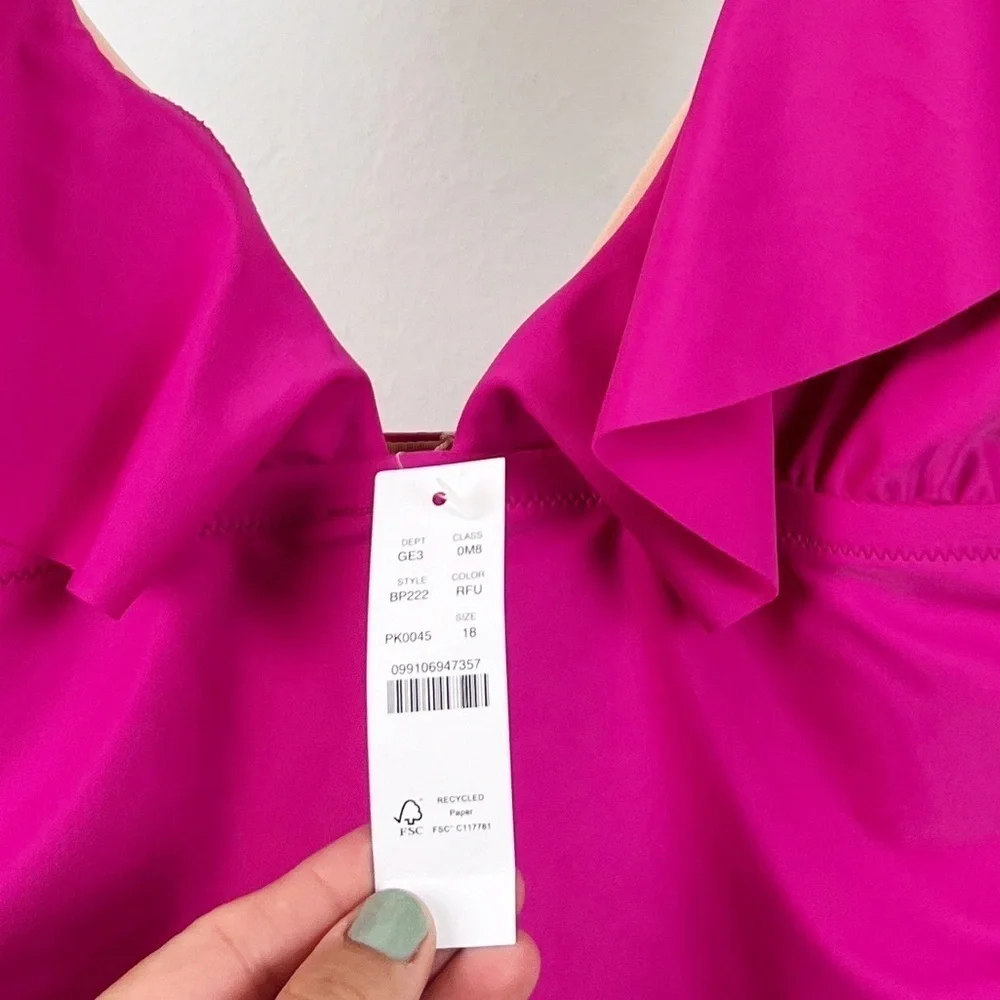 NWT J. Crew Ruched ruffle one-piece swimsuit in Radiant Fuchsia